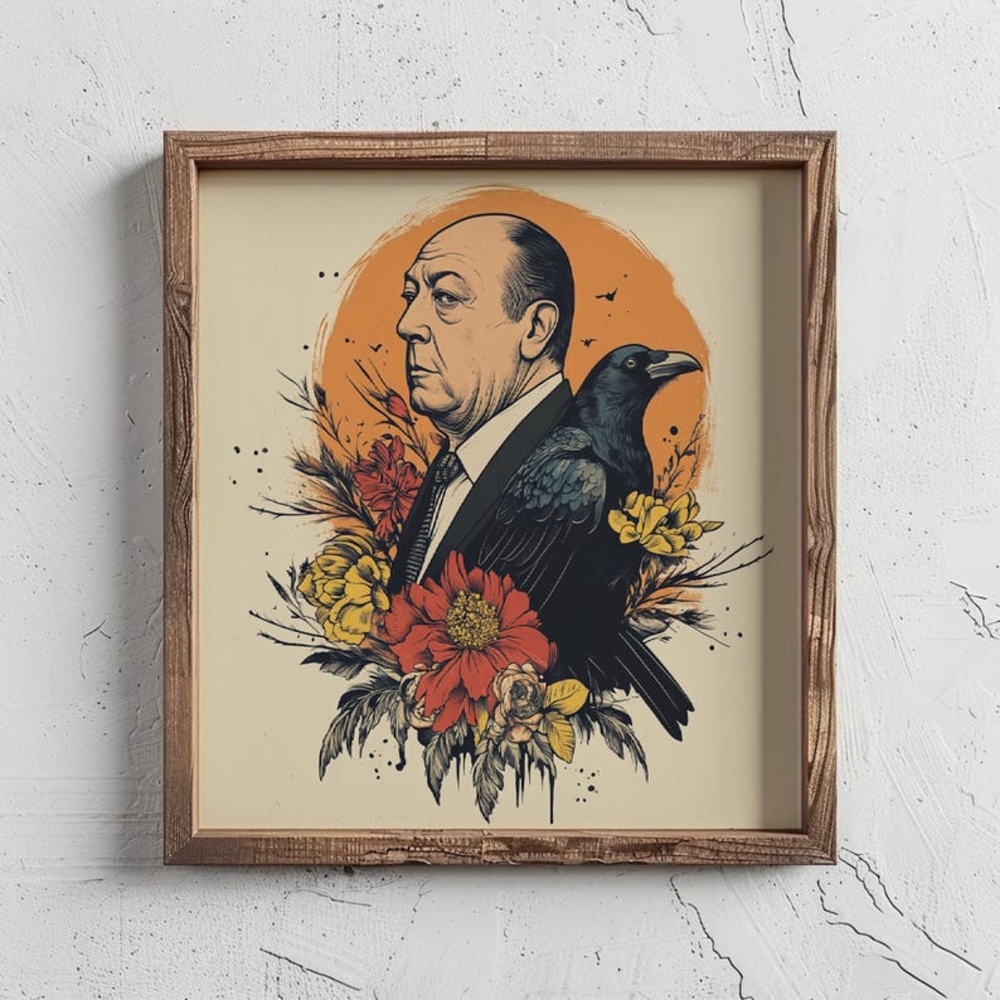 Floral Art Print with Orange and Yellow Accents